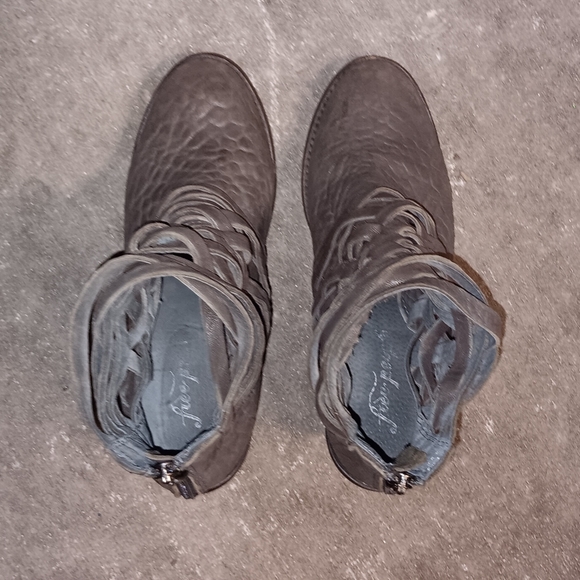 Free People Carrera Grey Woven Leather Ankle Boots 38 (7½US) - Picture 6 of 10